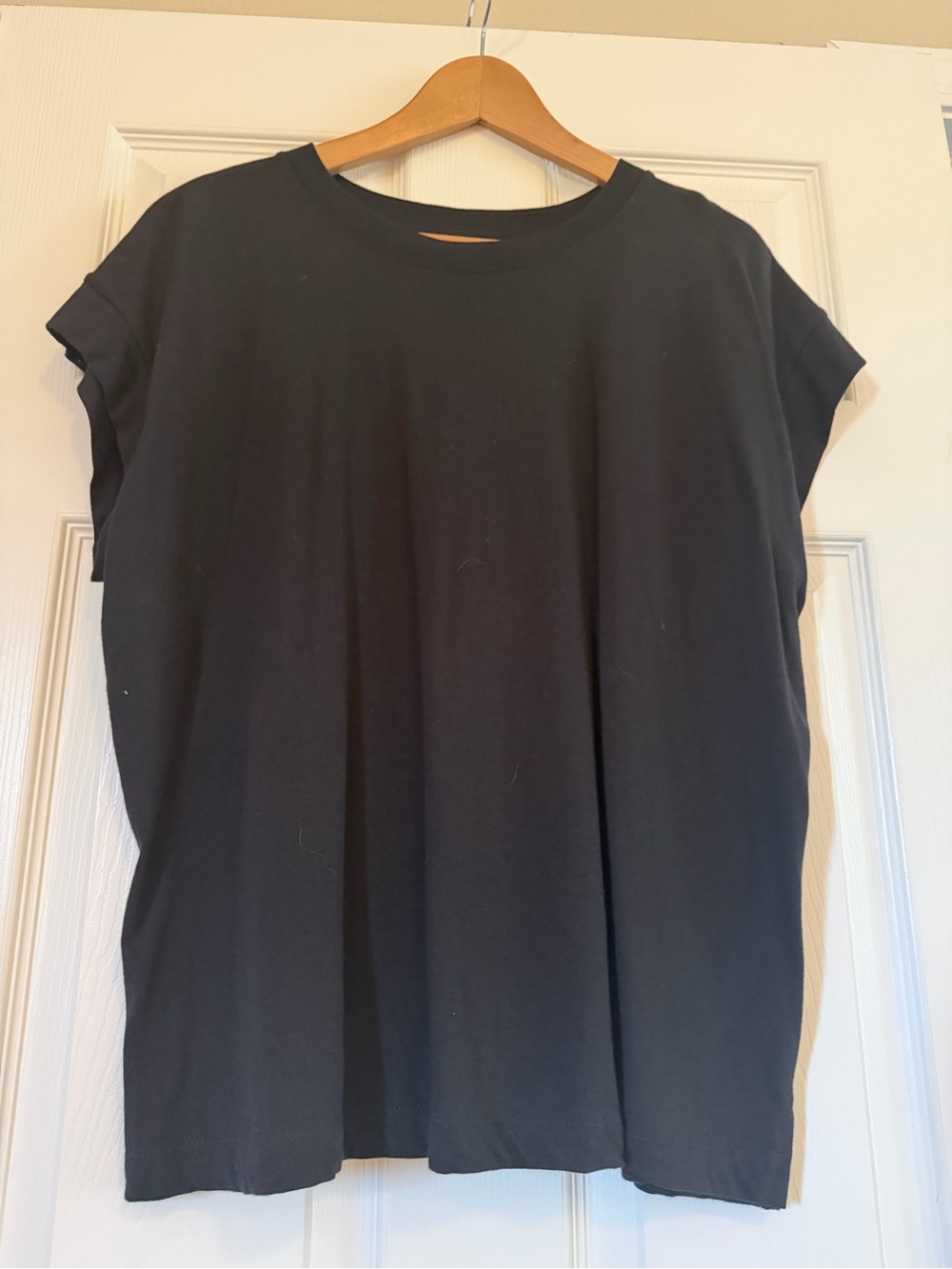 A New Day Black Cap Sleeve Boxy Top Knit Crewneck Tee